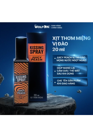 Xịt Thơm Miệng Kissing Spray LYD Wolf ON Hương Juicy Peach Vị Đào Mọng Ngọt Ngào Thơm Mát Sảng Khoái Nhỏ Gọn 20ml