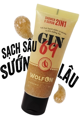 Sữa Tắm Nam Giới 2IN1 Tẩy Tế Bào Chết Wolf ON Shower Scrub Gin 69 Sạch Sâu, Mịn Da, Giảm Mụn 50ml, 350ml