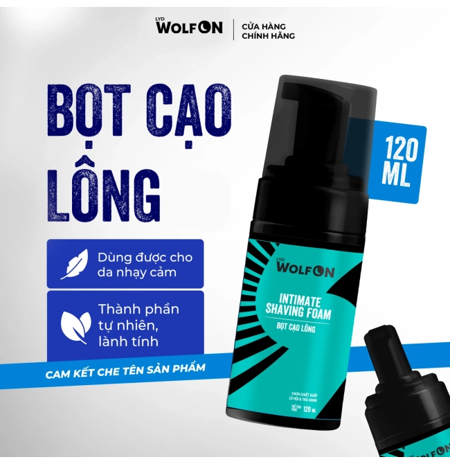  Bọt Cạo Lông Vùng Kín LYD Wolf On Chăm Sóc Cơ Thể, An Toàn, Dịu Nhẹ 120ml