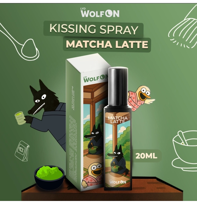 Xịt Thơm Miệng Kissing Spray LYD Wolf ON Hương Matcha Latte Vị Trà Xanh Sữa Ngọt Ngào Thơm Ngọt Sảng Khoái Nhỏ Gọn 20ml