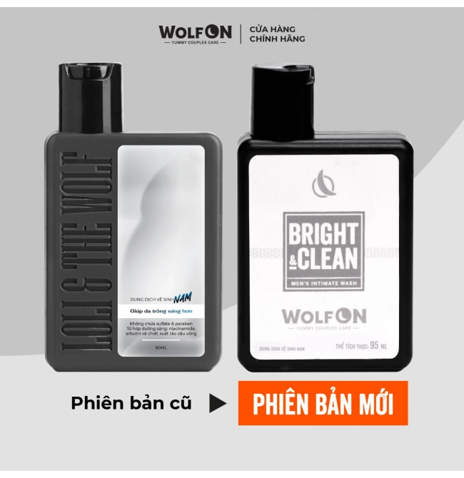 Dung Dịch Vệ Sinh Nam Giới Wolf ON Bright & Clean Dưỡng Sáng 1% Niacinamide Sạch Thơm Nam Tính 95ml