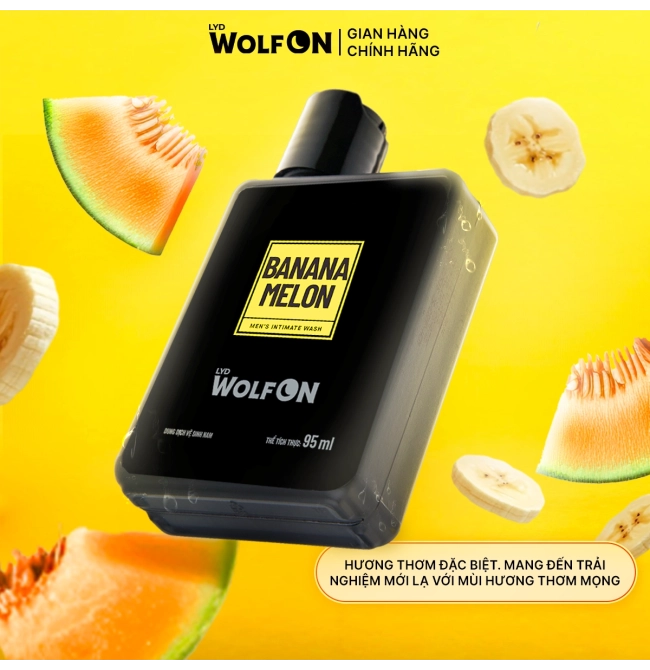 Dung Dịch Vệ Sinh Nam Giới, LYD Wolf On Hương Chuối Melon Tươi Mát Cuốn Hút, chai 95ml, 150ml