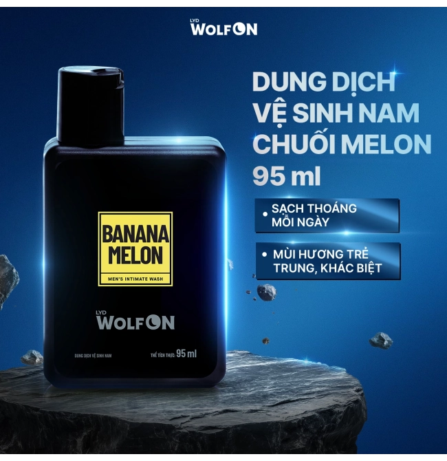 Dung Dịch Vệ Sinh Nam Giới, LYD Wolf On Hương Chuối Melon Tươi Mát Cuốn Hút, chai 95ml, 150ml
