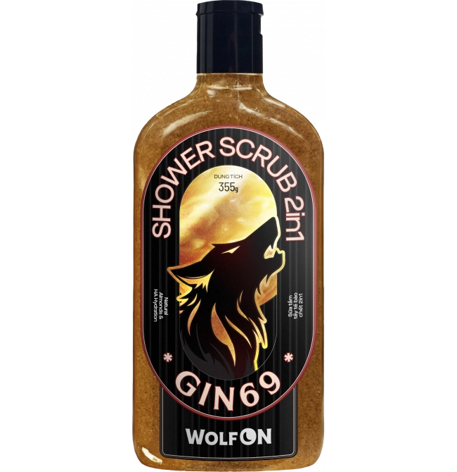 Sữa Tắm Nam Giới 2IN1 Tẩy Tế Bào Chết Wolf ON Shower Scrub Gin 69 Sạch Sâu, Mịn Da, Giảm Mụn 350ml