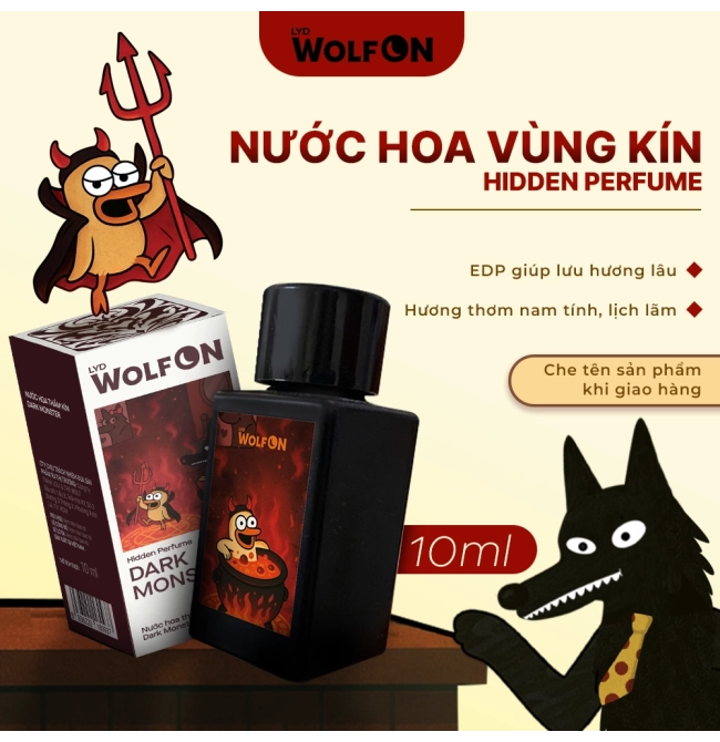 Nước Hoa Vùng Kín Nam Hidden Perfume LYD Wolf ON Dark Monster Lưu Hương Nam Tính, Cuốn Hút 10ml